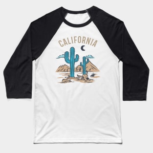 California State, Cactus Desert, Clouds and Moon Baseball T-Shirt